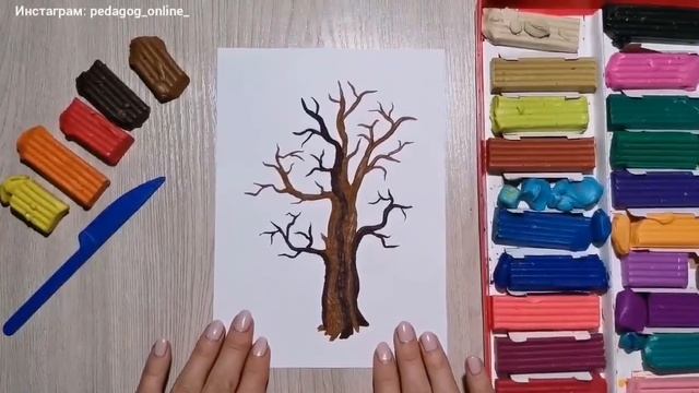 Осеннее дерево из пластилина. Поделка для детей. Autumn crafts. DIY