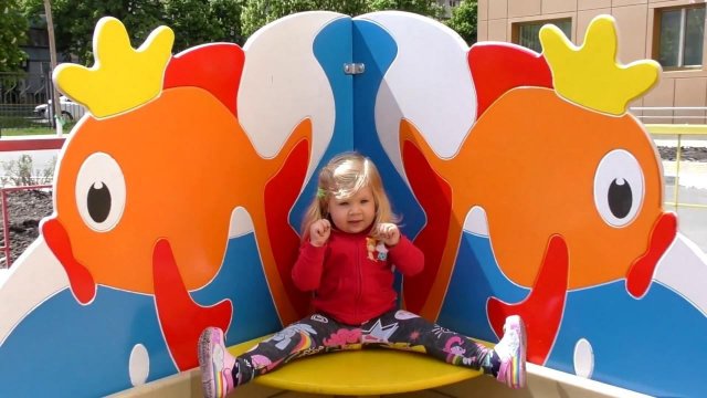 Little Diana plays on the Outdoor  Payground, Three little kittens song