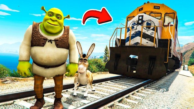 СМОГУТ ЛИ ШРЕК И ОСЁЛ ОСТАНОВИТЬ ПОЕЗД в ГТА 5 МОДЫ! Poppy Playtime и ОБЗОР МОДА в GTA 5 ВИДЕО