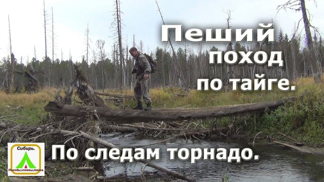 Пеший поход по тайге.По следам торнадо. Избы,тайга,река.