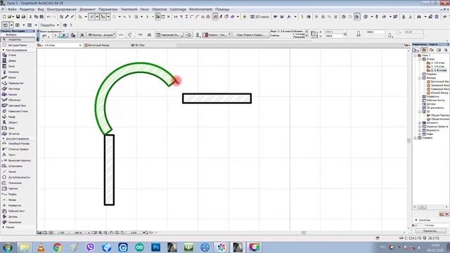 Урок 1. Архикад для начинающих. Инструмент стена. Уроки по ArchiCAD 19.