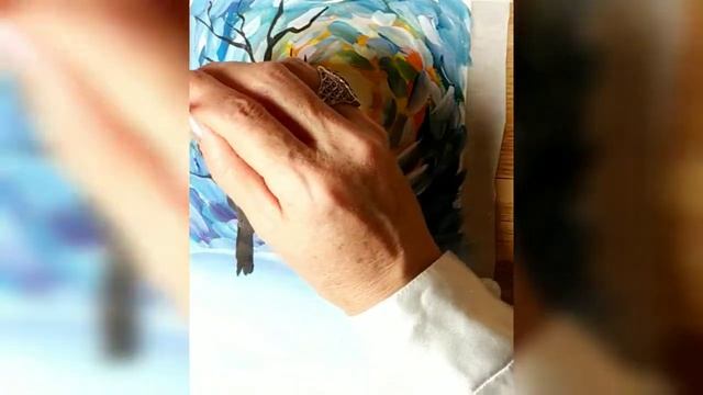 Зимний рисунок для детей. Как нарисовать зимний пейзаж гуашью Tree Winter Рисуем вместе с детьми